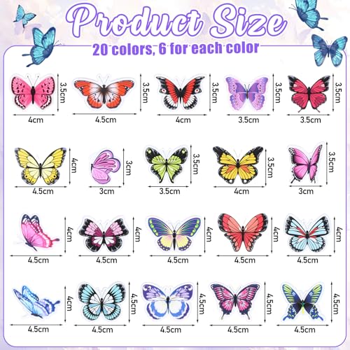 Image of Memorywuu 120 Pcs Butterfly Pins Bulk Lapel Acrylic Pin Women Backpack Brooch Colorful Pins Gifts for Party Decoration