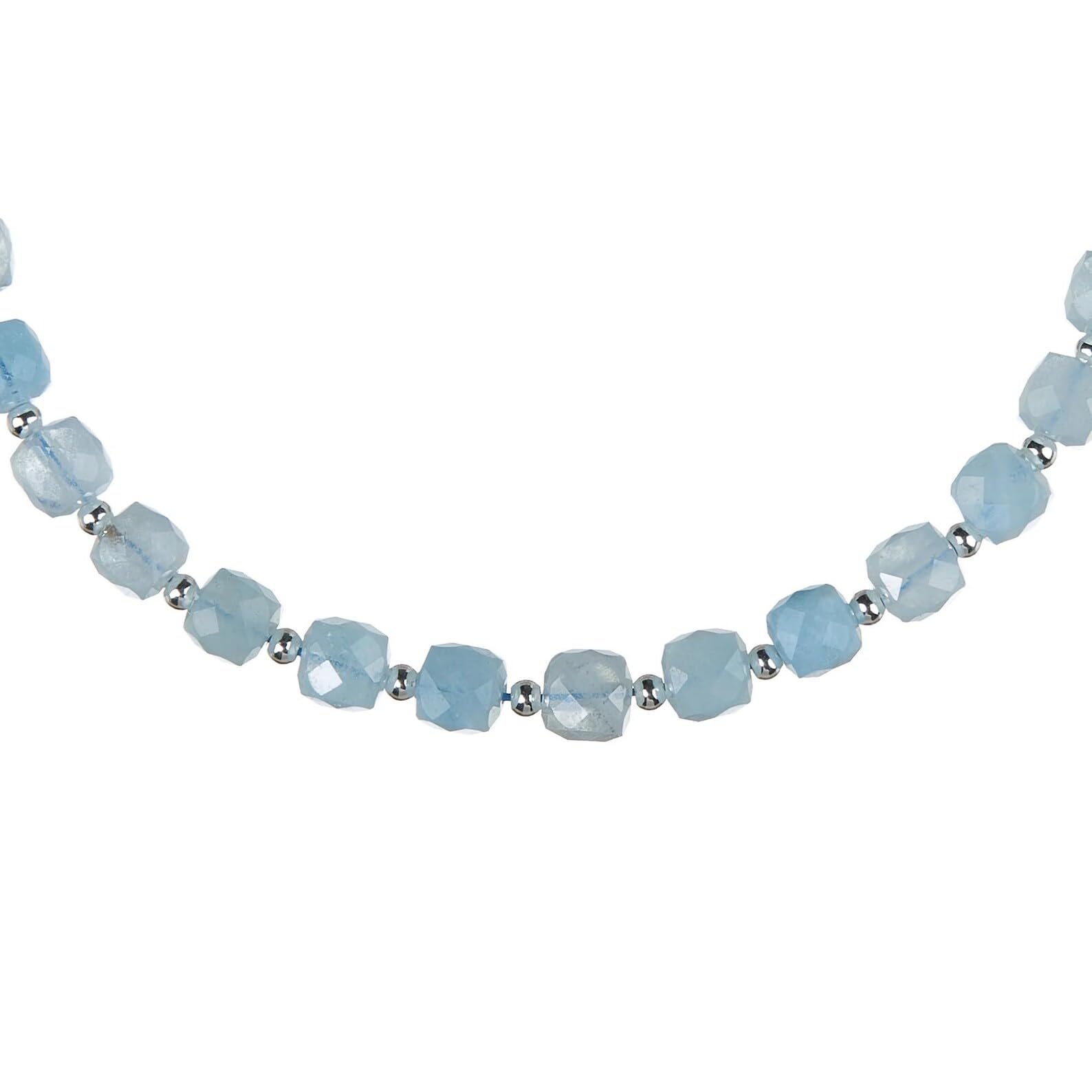 Aquamarin Kette 925 Silber blaue Halskette Steinkette