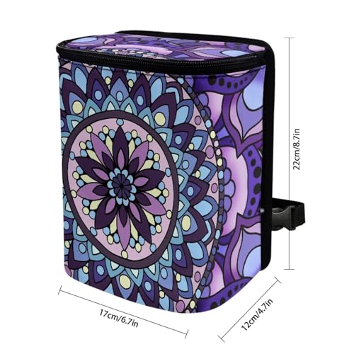 Image of KEIAHUAN Mandala Pattern Hanging Car Trach Can for Back Seat Car Garbage Bag with Lid Easy to Clean Multipurpose Vehicle Garbage Bin for SUV Truck RV Camping