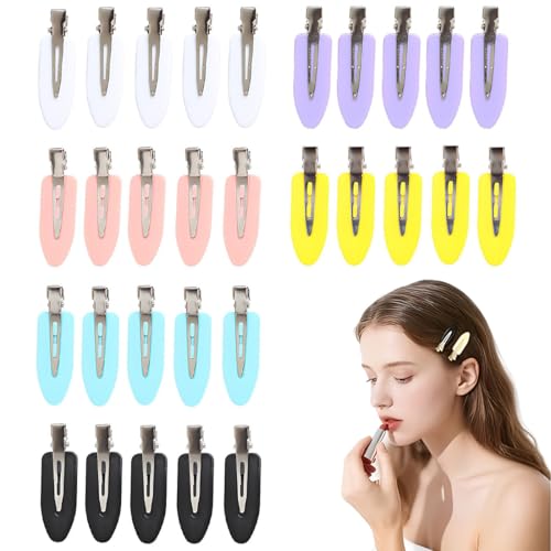 Set da 30 Pezzi Composto da Fermagli per Capelli Anti-Piega, Fermagli per Capelli Senza Cuciture, Adatti per Acconciature e Trucco (5 Pezzi Ciascuno in Giallo, Viola, Rosa, Bianco, Blu e Nero)