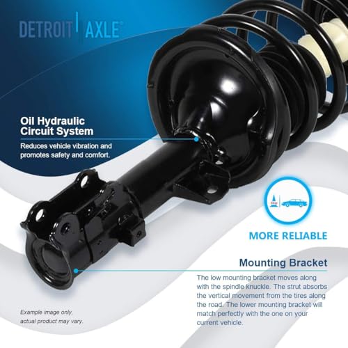 Image of Detroit Axle - Front Steering Knuckles w /Wheel Hubs + Coil Spring Struts Sway Bars Replacement for 2006-2011 Hyundai Accent - 6pc Set