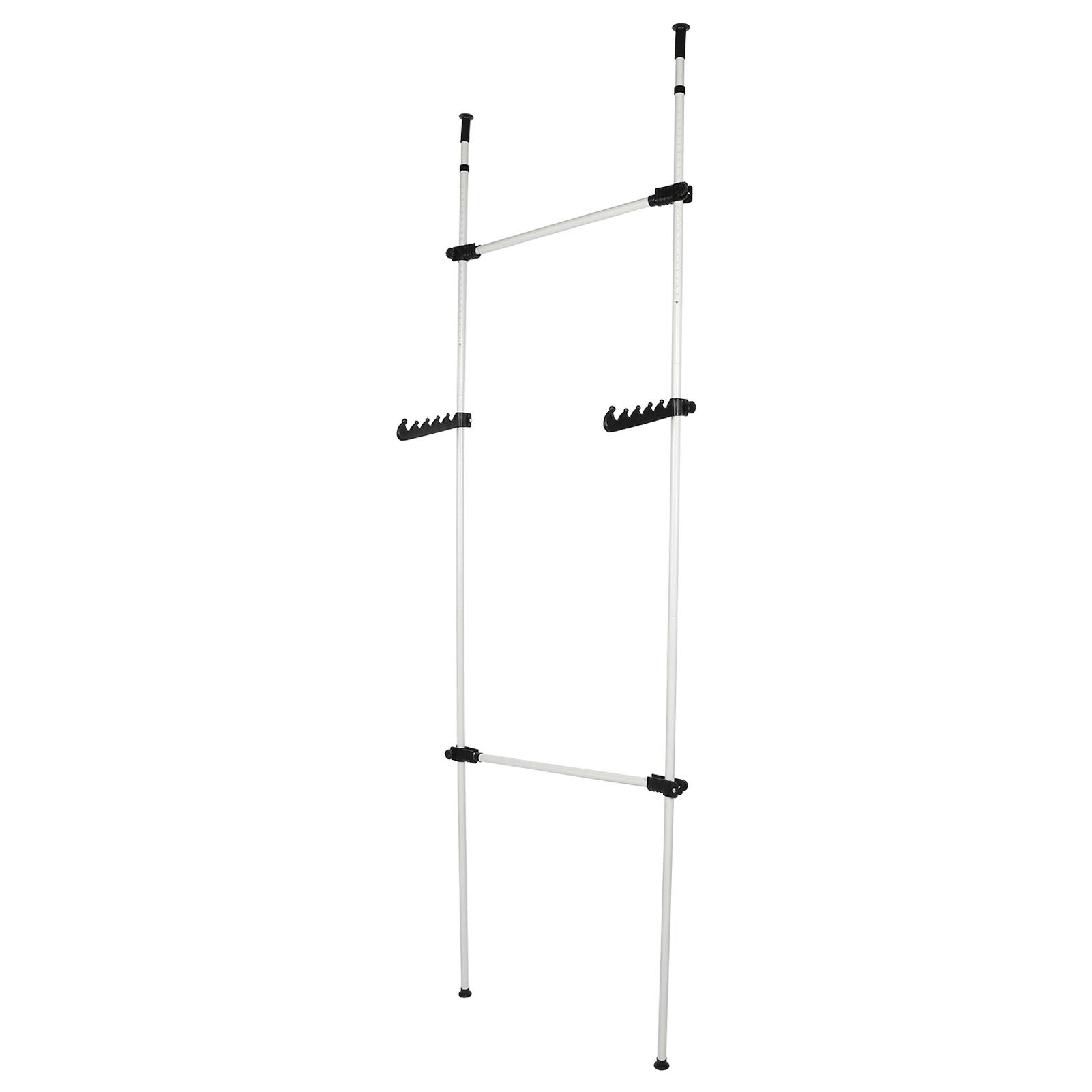 Télescopique Garde-Robe Système Penderie Telescopique Garde Robe 2 Barres 2 Pôles Penderie Ouverte Telescopique largeur (80-139cm) x hauteur (281-329cm) Réglable
