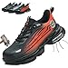 HAIMAYEE Zapatos de Seguridad para Hombre Zapatillas de Mujer Seguridad de Acero Ligeras Calzado de Trabajo Kevlar Protección para Niño Zapatos de Industria y Construcción Gris Naranja 41