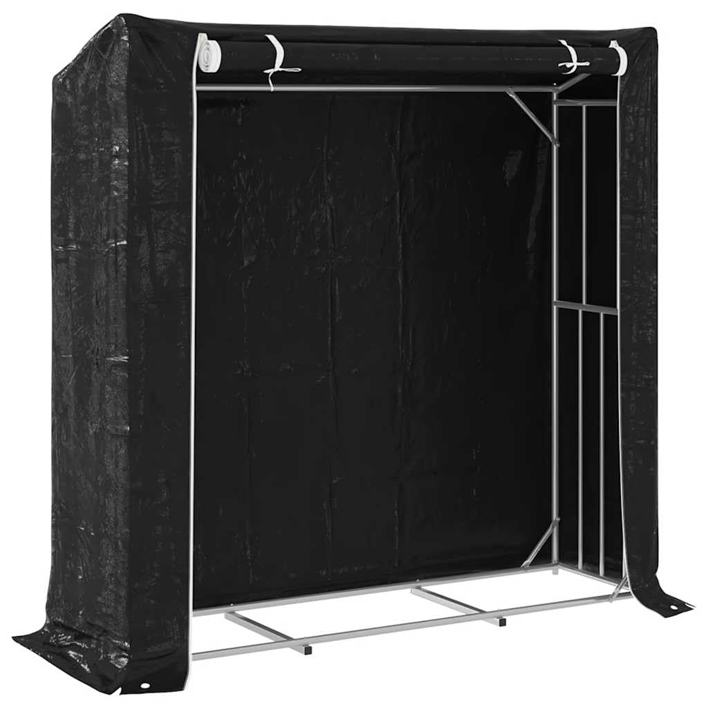 vidaXL Leñero con Protector de Lluvia 200x60x200 cm Acero galvanizado, Almacenamiento de leña, Soporte para leña para Chimenea, Almacenamiento de leña para Interior