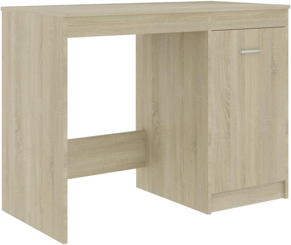 vidaXL Desk, Standing Computer Desk with Shelves, Home Office Desk, Workstation for Living Room, Scandinavian Style, Sonoma Oak Engineered Wood