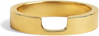 14k Yellow Gold Wedding Band Cigar Band Ring Wide Cutout Statement Ring Unique Wedding & Stacking Luxury Jewellry Engagement Gift For Fiancée