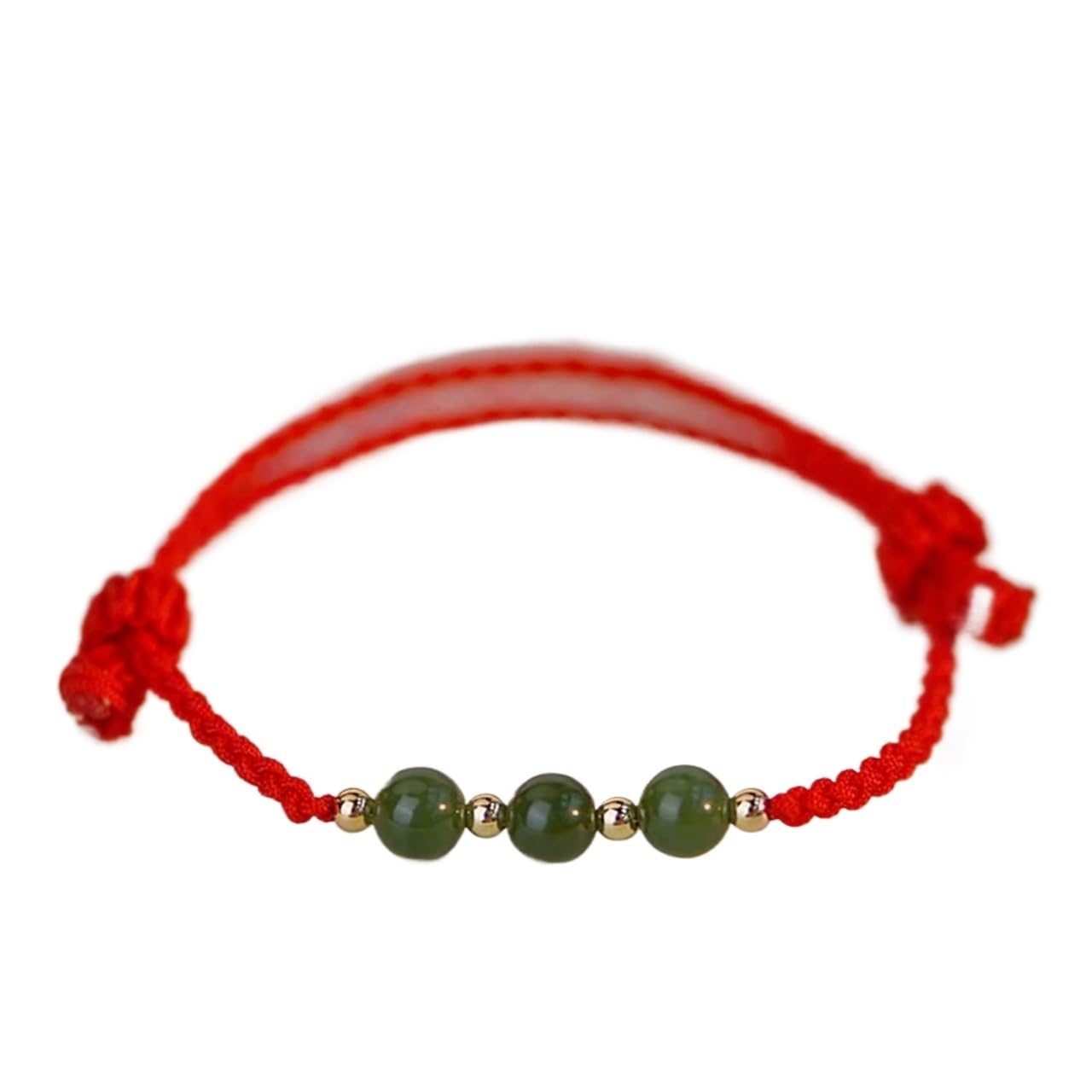 Pulsera de cuentas, pulsera de cristal, pulsera de hilo rojo, pulsera de jade hetiano natural, pulsera de riqueza for mujeres, pulsera de jade verde, pulsera roja ajustable, pulsera de jade amuleto fo