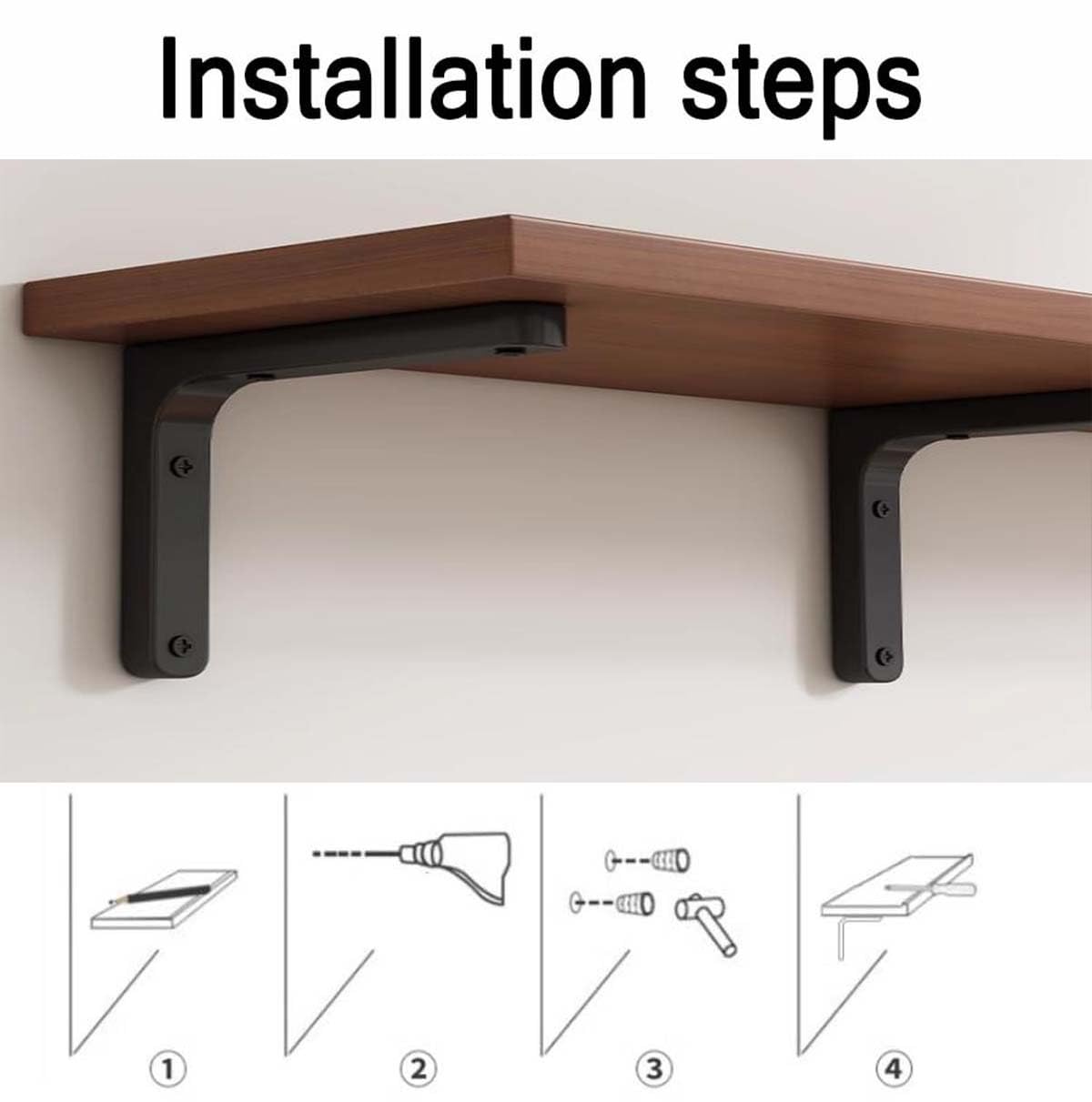 Estantes flotantes de madera con soportes de metal, nogal oscuro, 120 x 30 cm, almacenamiento de pared versátil para sala de estar, dormitorio, baño, oficina, cocina