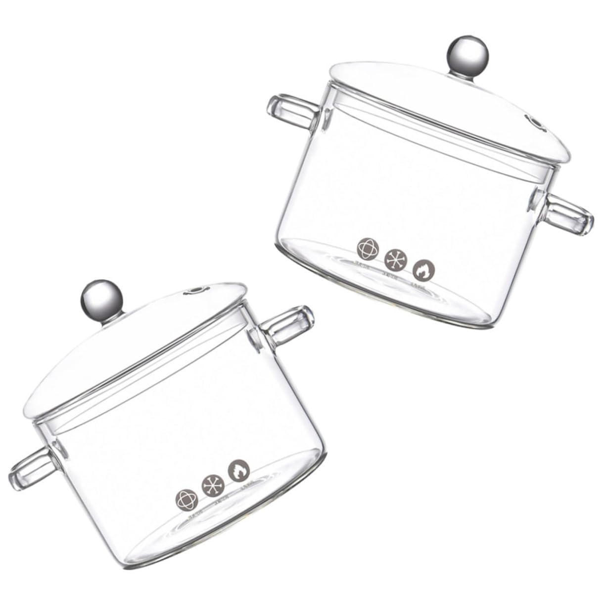 2 Stück Teiliges Hitzebeständiges Glas kochgeschirr mit Deckel Transparenter Suppentopf für Nudelgerichte und Suppen Schnelles Erhitzen Bruchsicher Vielseitig für Zuhause und