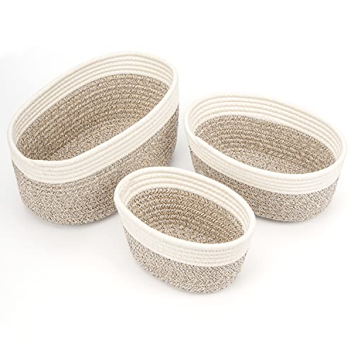 Belle Vous 3er Set Aufbewahrungskorb - Geflochten Gewebten Baumwollseil - 3...