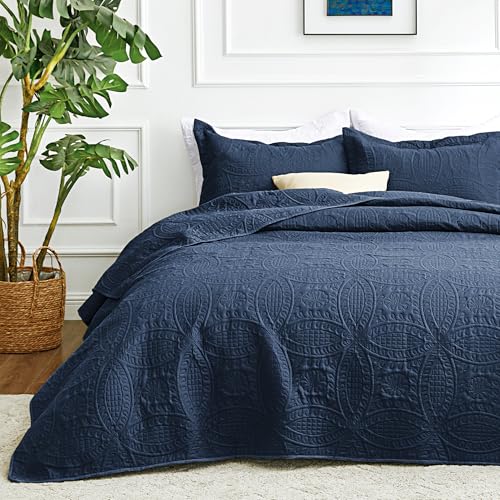 Love's cabin Quilts for Queen Bed Navy Blue Bedspreads - Soft Bed Summer Lightweight Bedspread...
