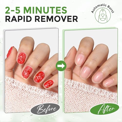 Image of Gel Nail Polish Remover: 5Pcs Gel Polish Remover Kit for Nails, Acetone-free Easy Quick Nail Polish Remove in 2-5 Minutes, No Need to Soak or Wrap, Professional Nail Remover Kit Tools