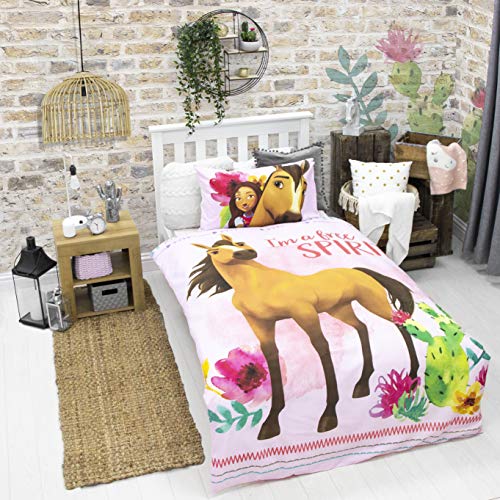 Character World Parure de lit réversible avec Housse de Couette et taie d'oreiller Motif Cheval de la Chance pour Filles et Adolescents