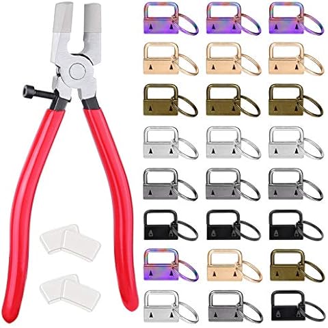 shynek Key Fob Hardware, 50PCS 1 Inch Lanyard Keychain Hardware with Key Fob Pliers Tool for Keychain and Wristlet Clamp Hardware Supplies Cover