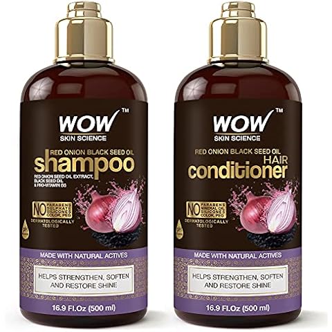 WOW Skin Science Red Onion Black Seed Oil Paraben & Sulfate Free Shampoo and Conditioner Set - All Natural Shampoo and Conditioner, 500 ml (Pack of 2) Cover