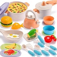 Kids Play Kitchen Set, Mud Kitchen Set for Girls Toddler Pretend Play Food & Cooking Toys, Children's Kitchen Playset with Pots, Pans, Utensils, Cutting Food for Outdoor & Indoor Role Play