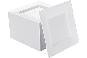 100 Pack White Plastic Square Dessert Plates