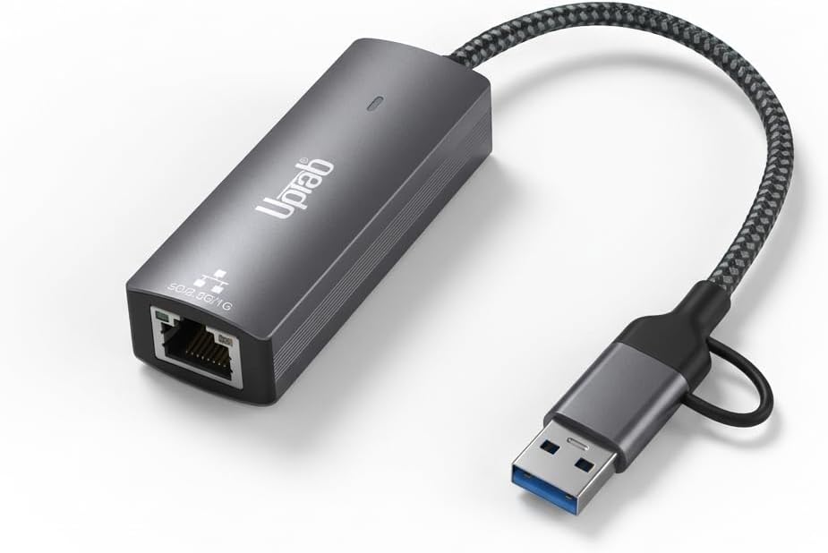 UPTab USB-C & USB-A to 5Gbps Ethernet Adapter, USB 3.2 RJ45 Network Adapter with Realtek RTL8157, Plug and Play, Compatible with Windows, macOS, ChromeOS & Linux