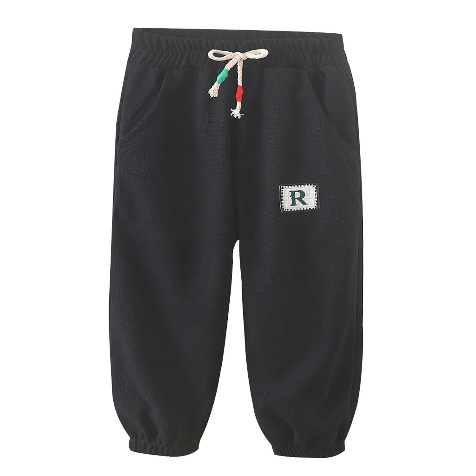 Boys Girls Y2K Sweatpants with Pocket Causal Elastic Waist Athletic Pants Baggy Wide Leg ????rawstring (B, 4-5 Years)