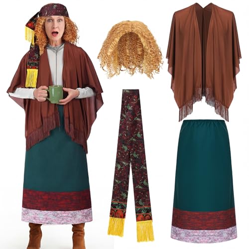 Coume 4 Pcs Halloween Professor Costume Skirt Vest Headband Punk Wig for Movie Cosplay Halloween Women Dress up