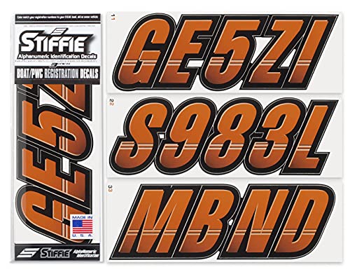 Image of STIFFIE Techtron Rust /Black 3 inch Boat & PWC Registration Decals • Numbers Letters Stickers