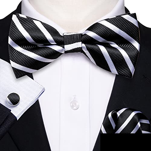 Image of YOHOWA Mens Bow Tie Set Paisley Coloful Pre-tied Bowties Adjustable with Handkerchief Cufflinks Wedding Prom Party