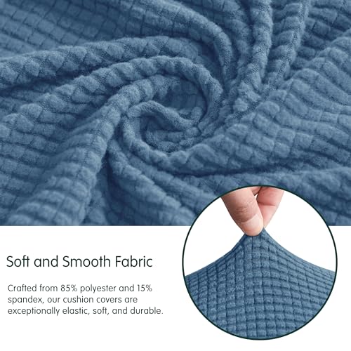 Image of CHUN YI Stretch Couch Cushion Cover Replacement, Fitted Loveseat Sofa Chair Seat Slipcover Furniture Protector, Checks Spandex Jacquard Fabric(2,Denim Blue), 2