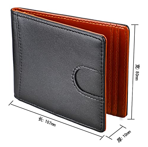 RFID Genuine Leather Wallet, Blocking Slim Bifold Minimalist Front Pocket Wallets for Men with Money Clip Thin Mens (Black & Brown)2