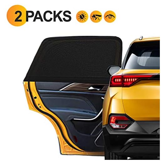 VAXUIA Parasol Coche Bebe-Parasoles Ventana Lateral Trasera Para Bebés, Niños y Mascotas Doble Tejido para Máxima Protección contra Rayos UVA-Pack de 2 unidades