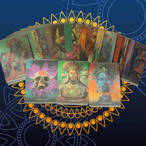 Image of 44 Pieces Kali Oracle Tarot Cards Decks Wild Divine Mother Hindu Traditional Standard Tarot Deck Fortune Telling Game Divination Tools for Beginners (Style 26)