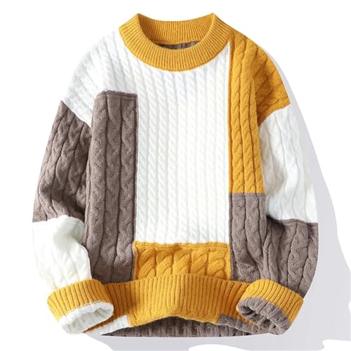 Men's Spring & Winter Fashion Patchwork Sweater - Loose Streetwear Casual Warm Knitting Pullover 5