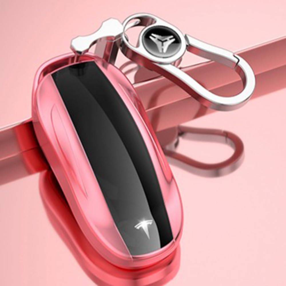 ZUMAHA Car Key Shells Key Cover Key Fob Case for Tesla Model X Remote Control Accessories,B-Pinkstyle