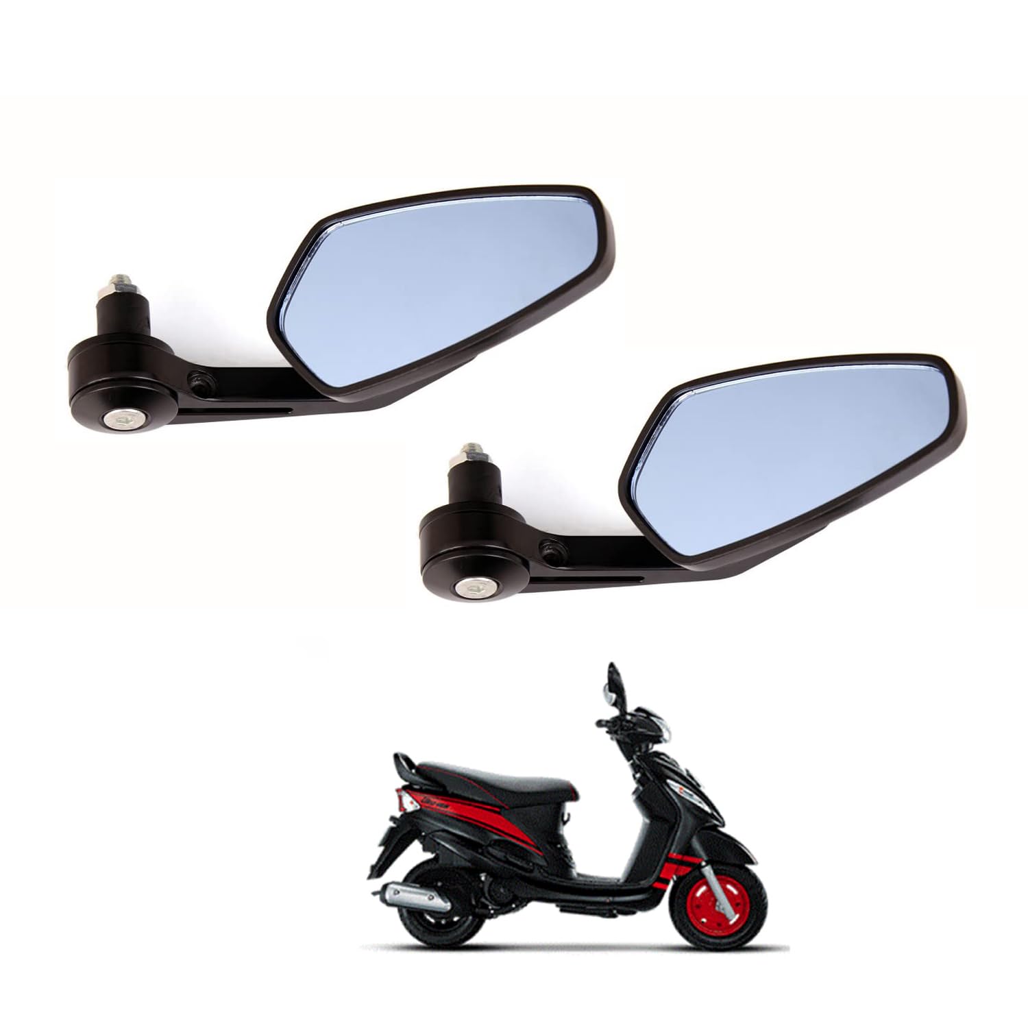 7/8" Black Handlebar Rearview Mirror - 360-Degree Adjustable Wide-Angle Bike End Mirrors for Motorcycles and Scooters Compatible With Y-amaha-Sa-luto