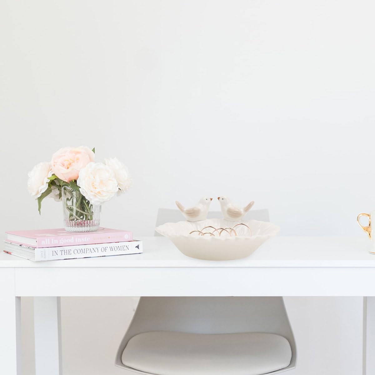 SHINEOFI 2 Stück Keramik Schmucktablett mit Vogelmotiv Schmuckschale Klein Vielseitiger Organizer für Ringe und Ohrringe Dekoratives Schmuckablage für Schlafzimmer und Badezimmer