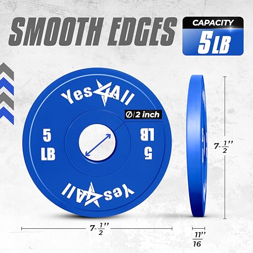 Image of Yes4All Fractional Weight Plates Set, Available In Steel And Rubber, Set of 2 /4 /6 Plates in 1.25LB, 2.5LB, or 5LB Sizes, Micro Change Plates for Dumbbell and Olympic Barbell Weightlifting