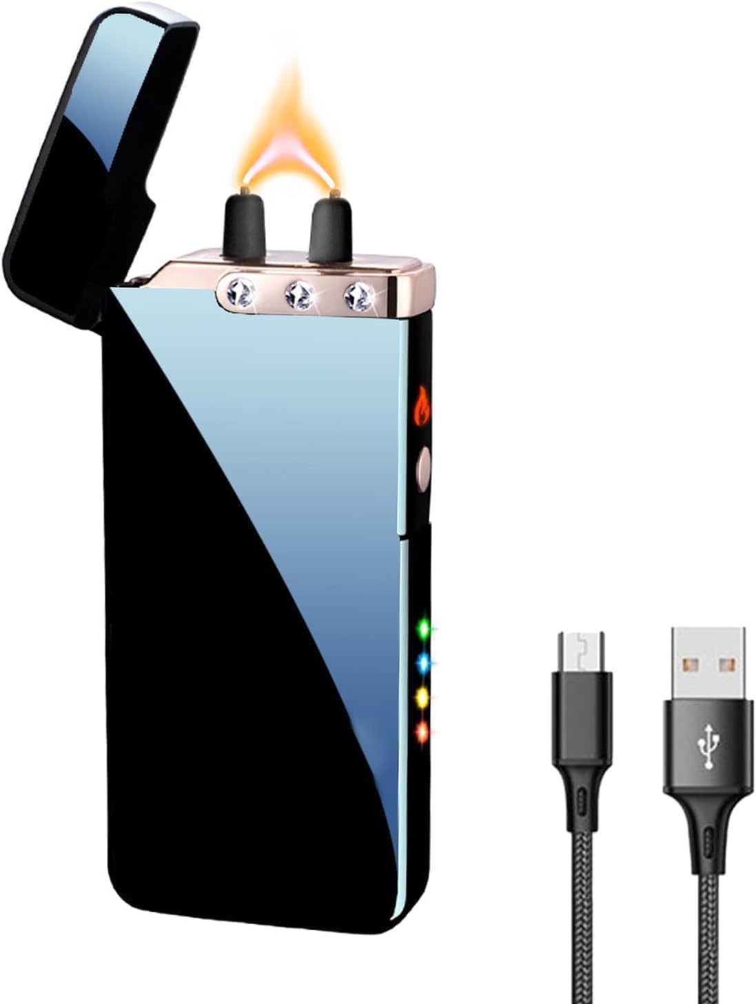GADATOP Electric Lighter, Plasma Lighter, Flame, Rechargeable Lighters, Windproof Lighters, Elegant Black
