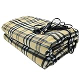 TOHMR Car Electric Blanket 12V Fleece Electric Heated Travel Blanket for Car and RV-Great for Cold Weather (Beige)