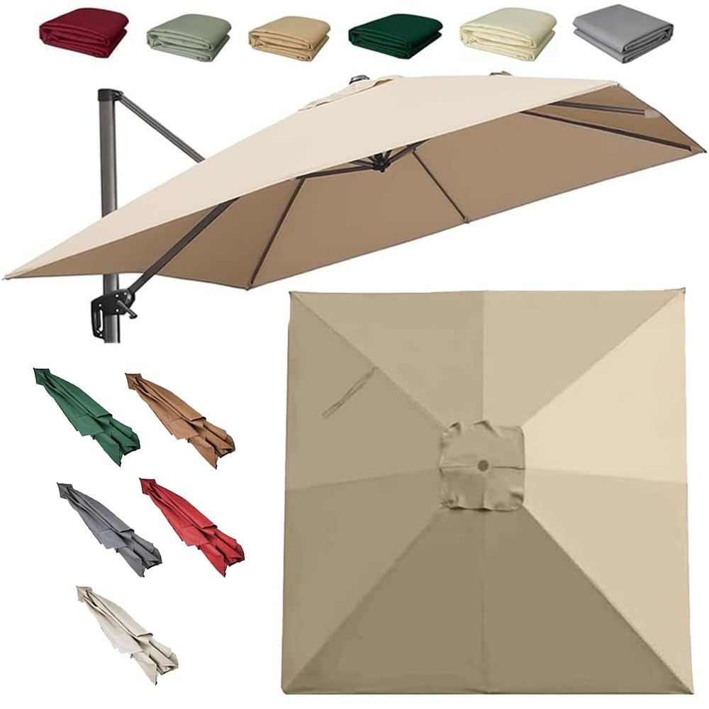 LRZPTDYU Outdoor Patio Umbrella Canopy 10x10ft Waterproof Square Replacement For Pool Backyard Market Cantilever