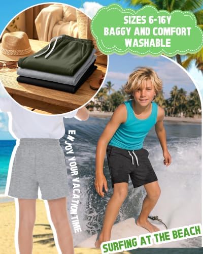 Langyiwee 4 Pack Boys Shorts Athletic Sweat Shorts, 4-Color, 14-16 Y - 4