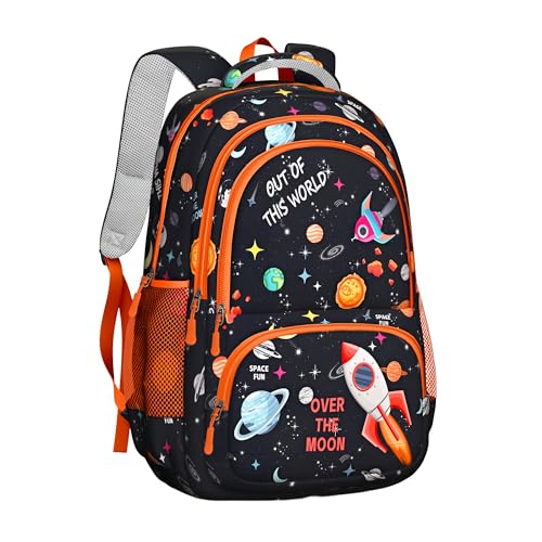 Sps ssion Mochila infantil, mochila escolar leve e durável, mochila ajustável para meninos e meninas de 6 a 12 anos do ensino fundamental, Espaço, One Size, Espaço