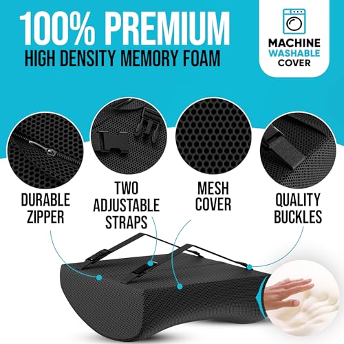 FORTEM Chair Cushion, Seat Cushion for Office Chair, Lumbar Support Pillow for Chair, Car Seat Cushion, Back Support Memory Foam Pillow Washable Cover (Black, Mesh) - Image 4