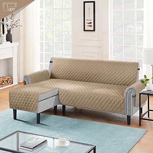 Image of TAOCOCO Couch Slipcover L Shape Sofa Cover Sectional Couch Chaise Lounge Cover Reversible Sofa Cover Furniture Protector Cover for Home Decor (Camel, X-Large)