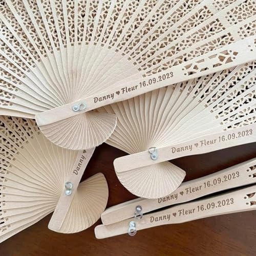 Ter Eventail Mariage Personnalisable,éventail Pliant personnalisé,Mariage, Fête, Evènement en Extérieur (50 PCS)