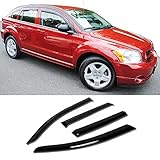 Kucaruce Side Window Wind Deflector fit for 2007-2012 Dodge Caliber,4pcs Outside Mount Style Tape-On Nice Sun Rain Guards Set,Dark Smoke Tint Window Visor 94323