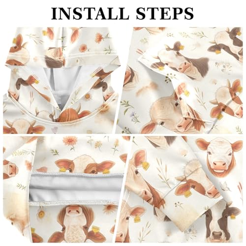 KLL Brown and White Cow Pattern Toddlers and Boys' Sweatshirts Sweater Fashion Pullover Hoodies with Kangaroo Pocket3