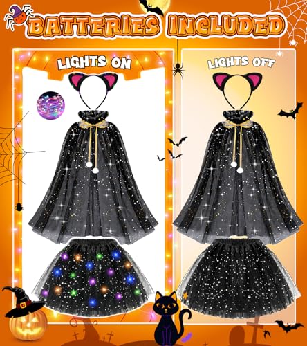 Disfraz de Gato Negro con Capa para Niñas con Luz LED miniatura 3