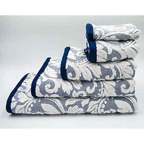 Lex's Linens Toalla de baño azul marino con relieve floral jacquard Cover