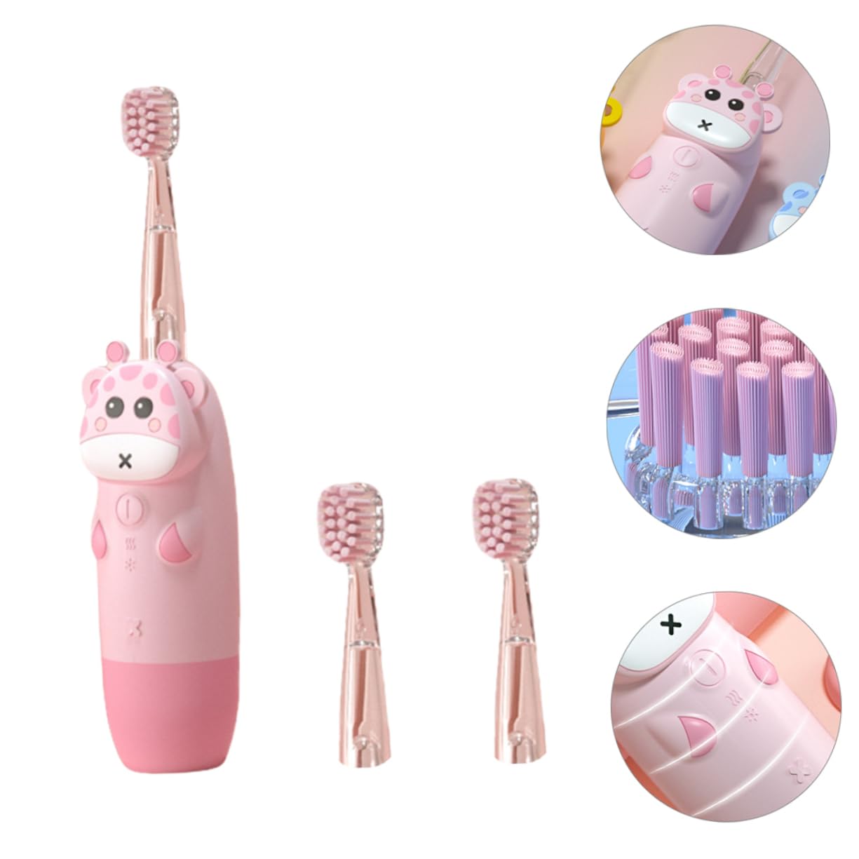 Healvian 1 Juego de Cepillo de Dientes Eléctrico Sónico para Niños Velocidad Ajustable, Resistente al Agua y Temporizador Integrado, Adecuado para Cuidado Bucal Diario en Casa y Viaje