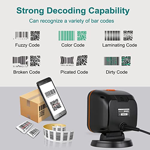 Obz RF-80 1D 2D Desktop Barcode Scanner, Obz Omnidirectional Automatic Sensing Scanning Hands Free Usb Desktop Barcode Scanner thumb #3