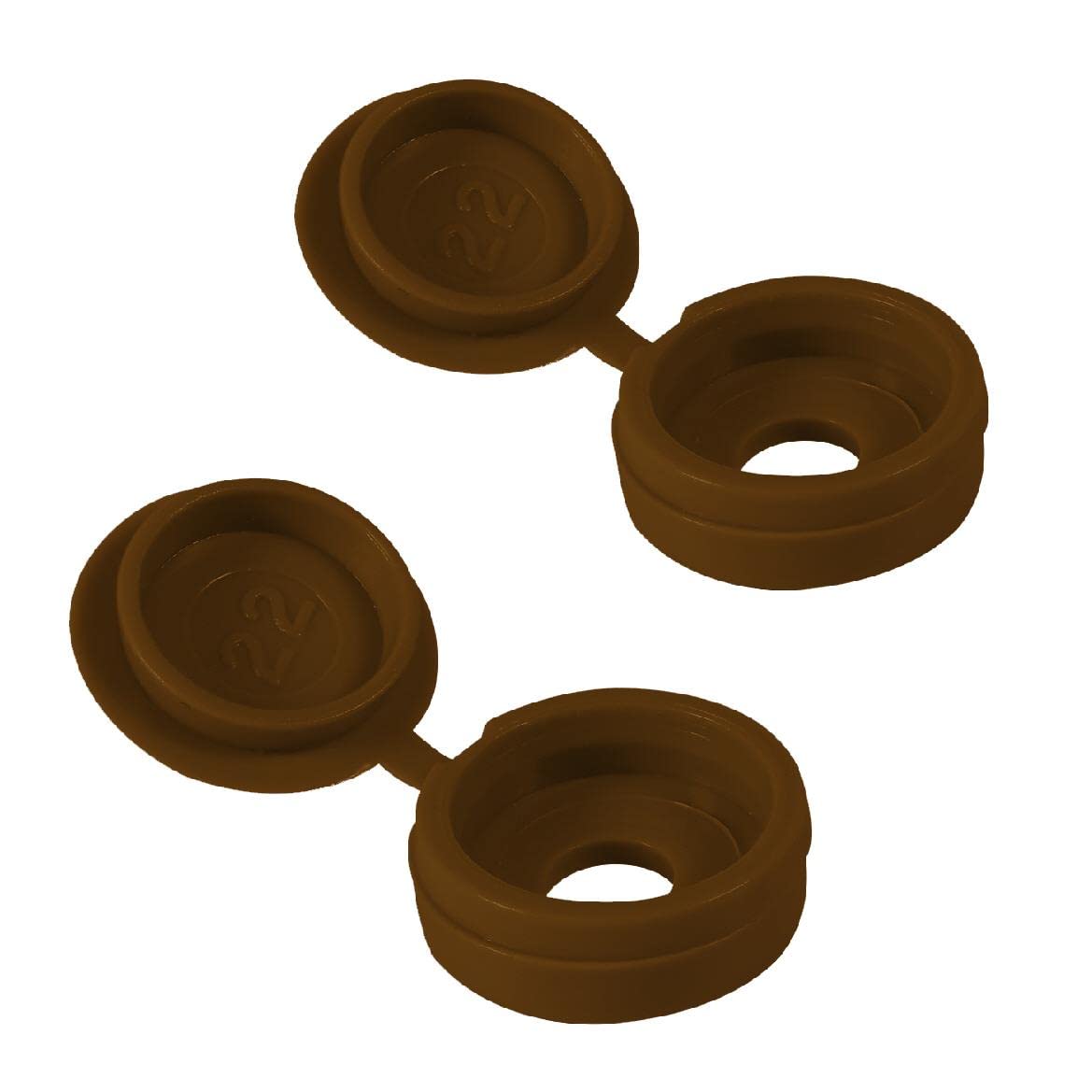 80 x Brown Fold Over Plastic Hinged Screw Caps / 17mm Large Cups & Covers